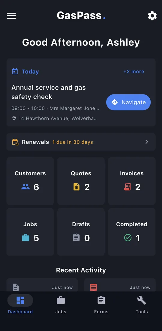The dashboard
