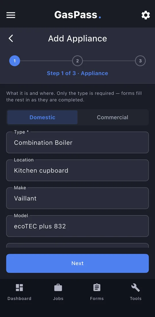 Add an appliance