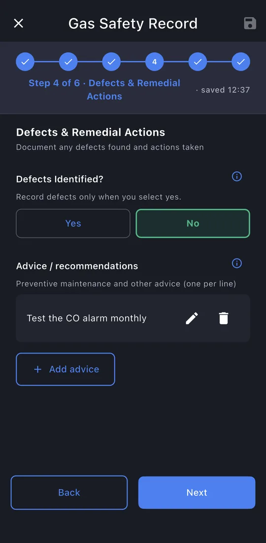 Defects and advice