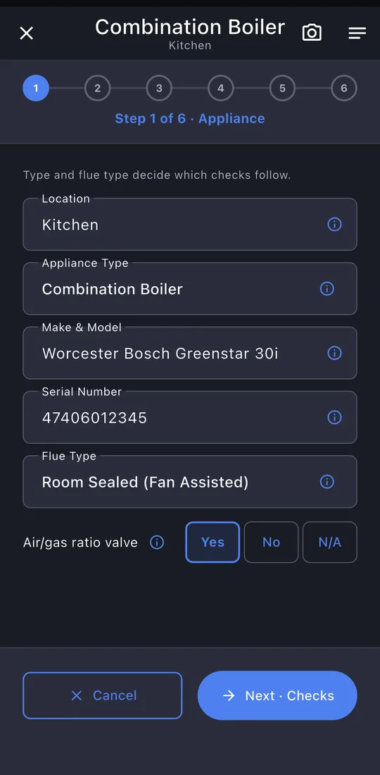 Appliance details