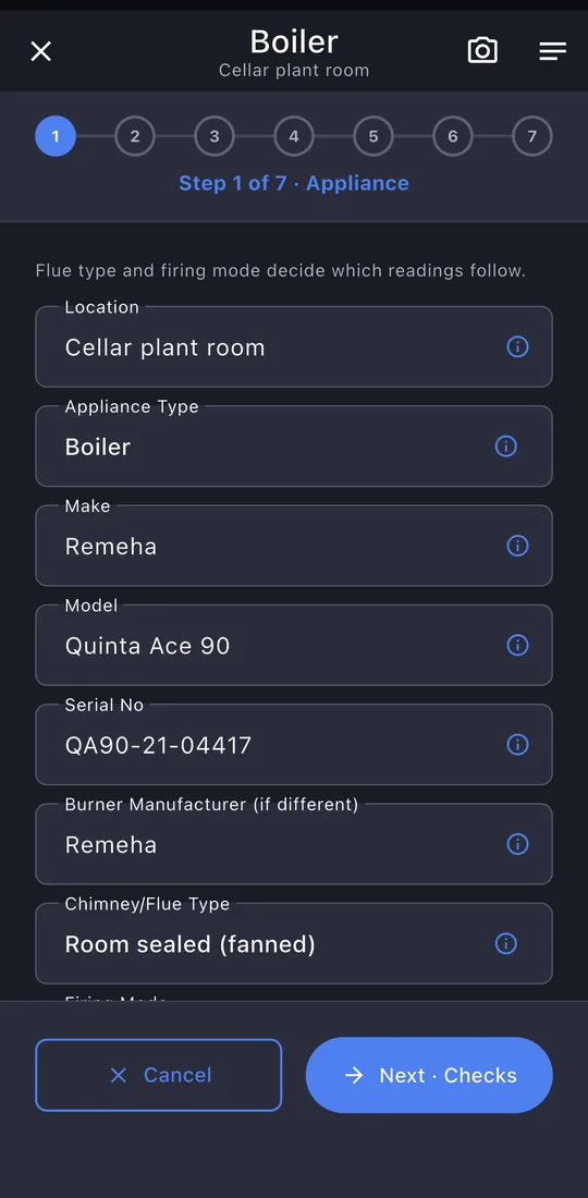 Appliance details