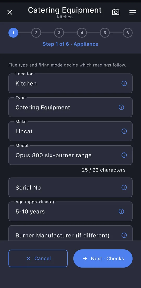 Appliance details