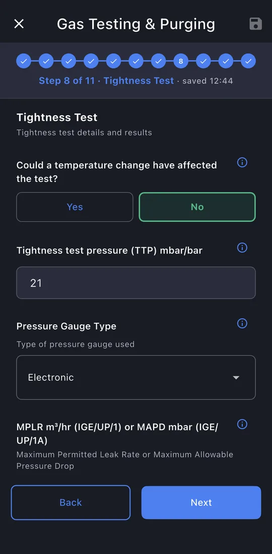 Tightness test