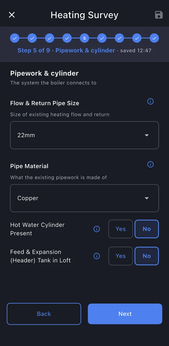 Pipework and cylinder