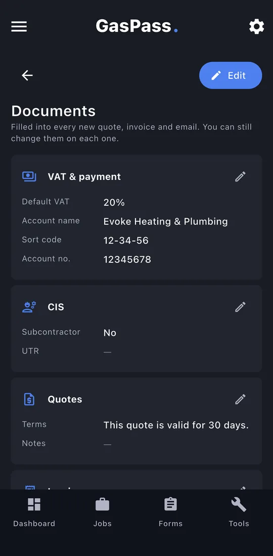Quotes, invoices and email