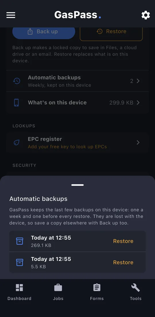 Automatic backups
