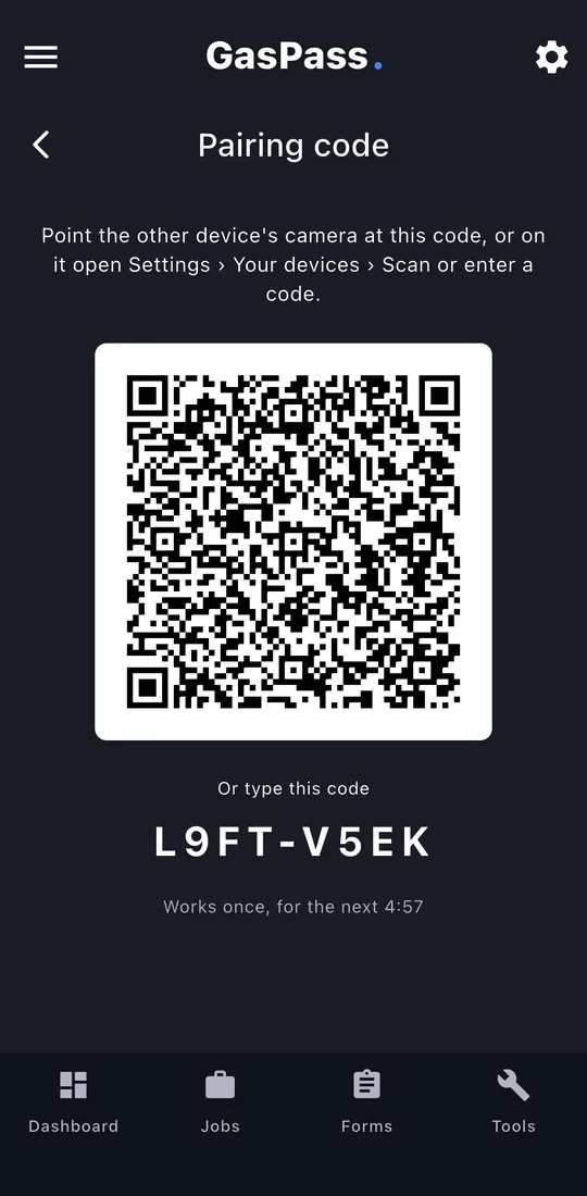 Show a pairing code