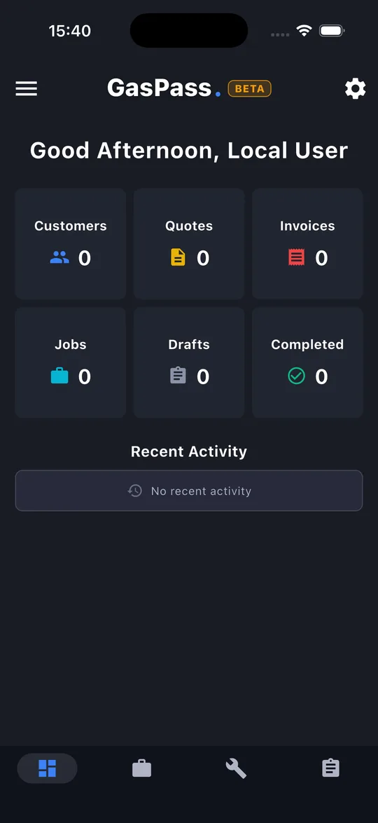 GasPass dashboard on an iPhone